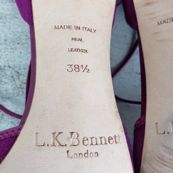 L.K. Bennett Giselle Suede Sandals Strappy Heels Purple 38.5 ASO Nicole Kidman - Picture 8 of 16